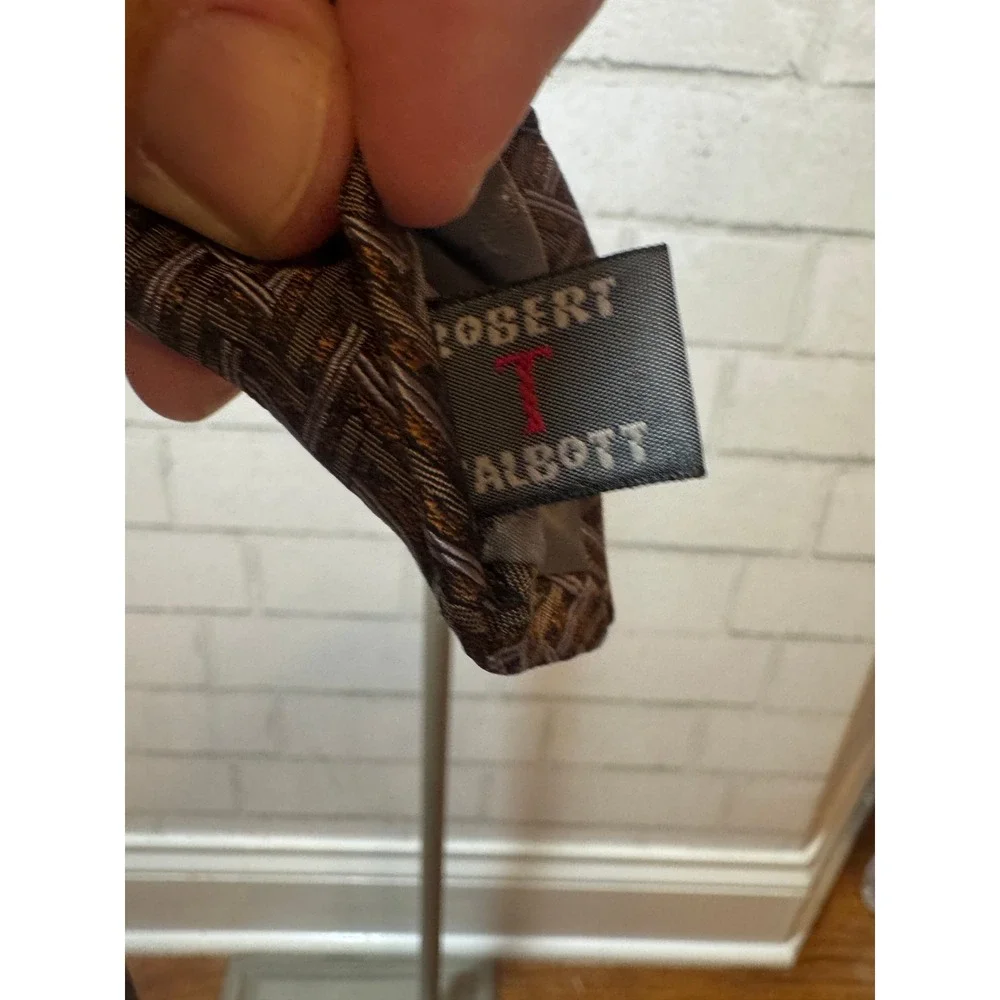 Robert Talbott Best of Class Nordstrom Silk Tie Geometric Gold Silver Grey USA - Picture 5 of 6
